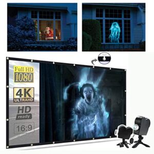 Halloween Holographic Projector, Halloween Party Lights 12 Built-in Movies Mini Window Home Theater Projector, Halloween Decorations