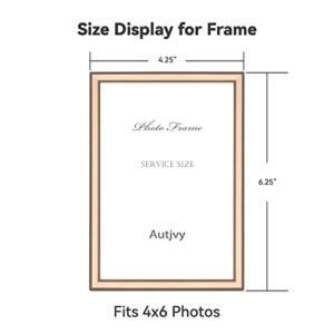 Autjvy 4x6 Picture Frame Gold - Brushed Brass Modern Simple Thin Aluminum Metal Photo Frame with HD Real Glass, Display for Tabletop and Wall Collage. (2 Pack)