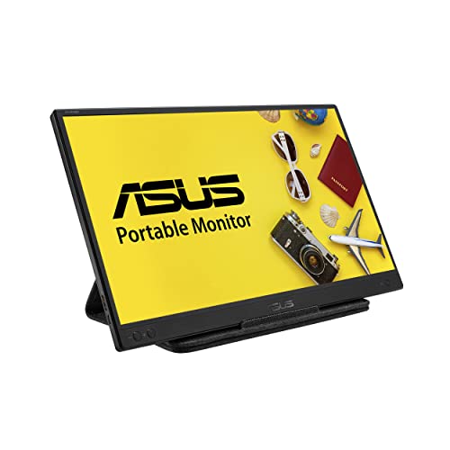 ASUS ZenScreen 15.6” 1080P Portable Monitor (MB166B)-Full HD,IPS, USB3.2, Anti-glare surface, USB-powered, Flicker Free, Blue Light Filter, Tripod Mountable, Protective Sleeve , BLACK