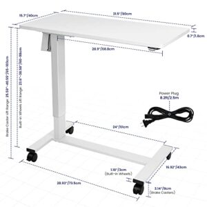 TOPSKY Electric Height Adjustable Overbed Bedside Table with Wheels for Home Office Use (Black + Black Frame)