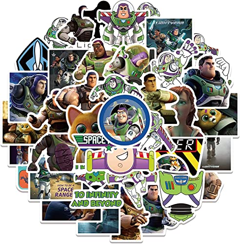 50Pcs Buzz Lightyear Stickers ， Cool Cartoon Movie Stickers Space Ranger Stickers Vinyl Waterproof Maverick Stickers for Water Bottle,Skateboard,Laptop,Phone,Computer, Car Decals Gifts for Adults Teens Kids for Party Decor (Buzz Lightyear)