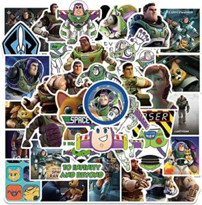 50pcs buzz lightyear stickers ， cool cartoon movie stickers space ranger stickers vinyl waterproof maverick stickers for water bottle,skateboard,laptop,phone,computer, car decals gifts for adults teens kids for party decor (buzz lightyear)