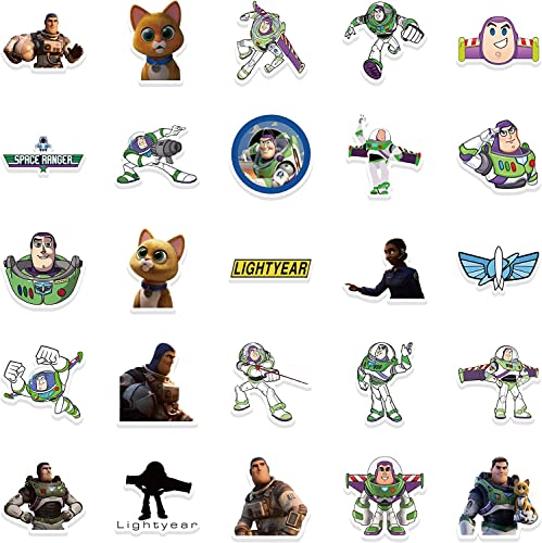 50Pcs Buzz Lightyear Stickers ， Cool Cartoon Movie Stickers Space Ranger Stickers Vinyl Waterproof Maverick Stickers for Water Bottle,Skateboard,Laptop,Phone,Computer, Car Decals Gifts for Adults Teens Kids for Party Decor (Buzz Lightyear)