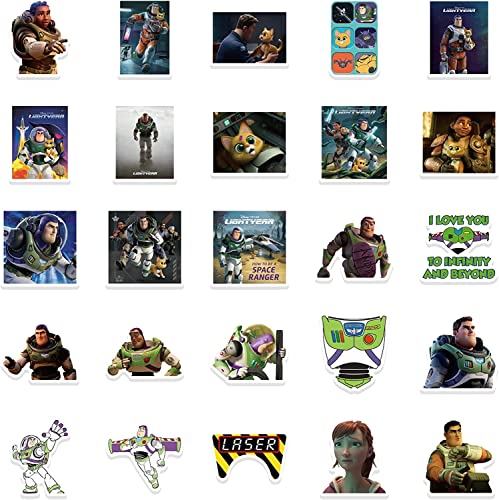 50Pcs Buzz Lightyear Stickers ， Cool Cartoon Movie Stickers Space Ranger Stickers Vinyl Waterproof Maverick Stickers for Water Bottle,Skateboard,Laptop,Phone,Computer, Car Decals Gifts for Adults Teens Kids for Party Decor (Buzz Lightyear)