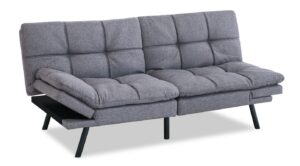 opoiar futon sofa bed grey fabric memory foam leather futon split seat,modern sleeper sofa love seat，folding modern sleeper sofa for small space/drom/office/apartment