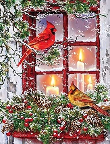 Eiazuiks Paint by Number for Adults. Christmas Paint by Numbers for Adults Beginner Drawing Paintwork with 3 Paintbrushes Paint Canvas Oil Painting Windowsill 16” x 20”