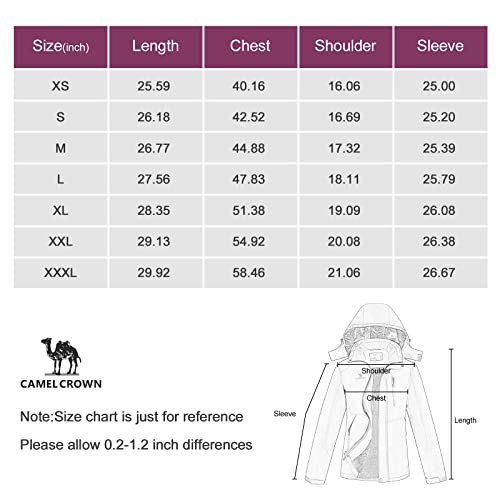 CAMEL CROWN Women's Warm Winter Ski Jackets Waterproof Snow Coat with Hood Mountain Windproof Rain Jacket