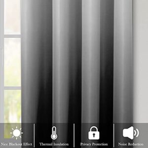 HOMEIDEAS Black Ombre Blackout Curtains 52 X 63 Inch Length Gradient Room Darkening Thermal Insulated Energy Saving Grommet 2 Panels Window Drapes for Living Room/Bedroom