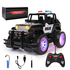 kulariworld remote control police car rechargeable rc truck toys for kids boys girls 1:18 auto mode suv vehicle racing hobby with headlight christmas birthday gifts for kid