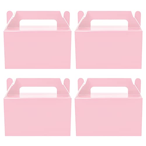 Oletx 12Pcs Pink Gable Gift Boxes, Party Favor Treat Box, Goodie Box, Cookie Candy Box for Princess Birthday Barbie Theme Party, Baby Girl Shower, Classroom Activity and Any Fun Occasion Decoration Supplies.