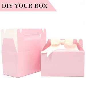 Oletx 12Pcs Pink Gable Gift Boxes, Party Favor Treat Box, Goodie Box, Cookie Candy Box for Princess Birthday Barbie Theme Party, Baby Girl Shower, Classroom Activity and Any Fun Occasion Decoration Supplies.