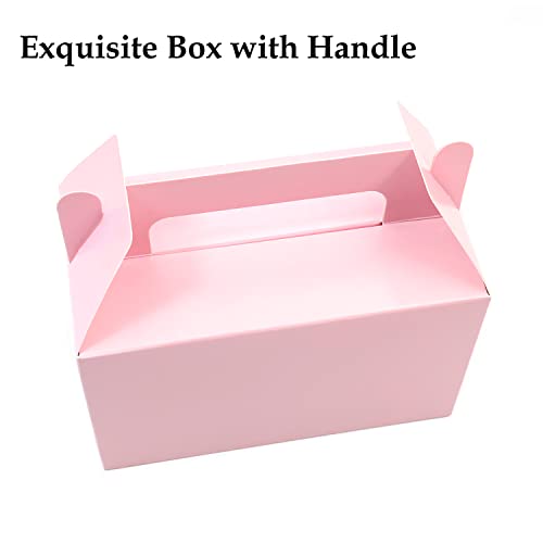 Oletx 12Pcs Pink Gable Gift Boxes, Party Favor Treat Box, Goodie Box, Cookie Candy Box for Princess Birthday Barbie Theme Party, Baby Girl Shower, Classroom Activity and Any Fun Occasion Decoration Supplies.