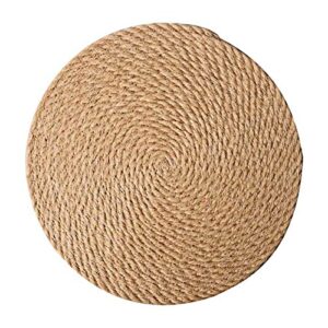 homtoozhii woven placemats 14 inch round braided placemat for dining table heat resistant anti-slid jute mats table mat for dish plate pot teapot