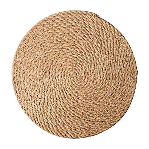 Homtoozhii Woven Placemats 14 inch Round Braided Placemat for Dining Table Heat Resistant Anti-Slid Jute Mats Table Mat for Dish Plate Pot Teapot