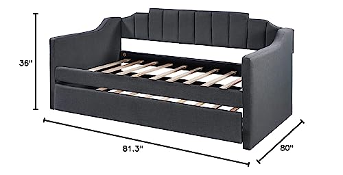 LCH Upholstered Double Sofa Bed on Casters, Double and Single Bed, Sofa Bed on Casters, Removable, can be Placed in The Living Room, No Springs Required, Space Saving Design, Black