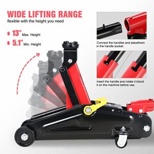 DNA MOTORING TOOLS-00234 Low Profile Hydraulic Trolley Service/Floor Jack, 2 Ton (4000 lbs) Capacity, Lifting Range 5.1"-13"