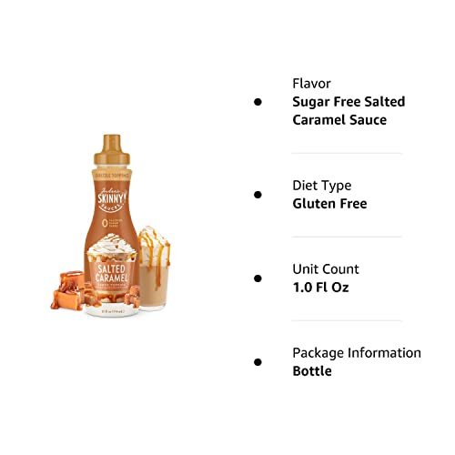 Jordan's Skinny Sauce - Gluten Free - Keto - Kosher - Made in the USA (Sugar Free Salted Caramel Sauce, 12 fl oz)