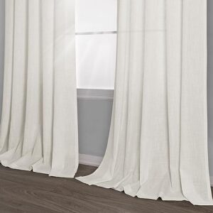 Natural Linen Curtains 84 Inch Length 2 Panels for Living Room Rod Pocket Semi Sheer Boho Bedroom Curtain Privacy Ivory Cream White Farmhouse Linen Curtain Drapes Floor Length 84 Inches Long 7 FT