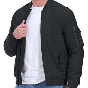 Gopune Men's Bomber Jacket Casual Fall Winter Military Jacket and Coats Outwear Black,M