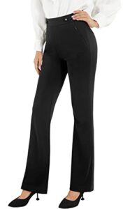 afitne dress pants for women business casual stretchy bootcut work office pants yoga dress slacks high waisted with pockets black-m