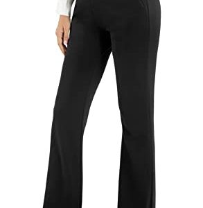 AFITNE Dress Pants for Women Business Casual Stretchy Bootcut Work Office Pants Yoga Dress Slacks High Waisted with Pockets Black-M