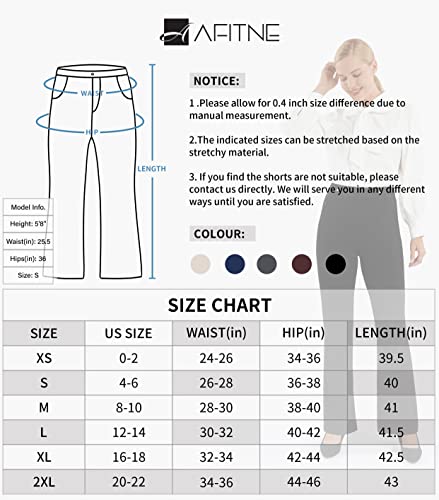 AFITNE Dress Pants for Women Business Casual Stretchy Bootcut Work Office Pants Yoga Dress Slacks High Waisted with Pockets Black-M