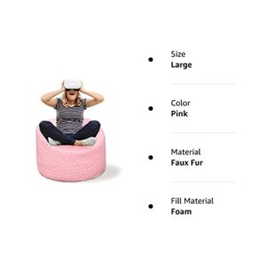 Storage Bean Bag Chair Cover (No Filler) Zipper Bean Bag Chair Cover Living Room Furniture 31x20 Inch Soft Washable Plush Fiber Adult Beanbag Chair Fuzzy Fur Cover No Filling (Pink)