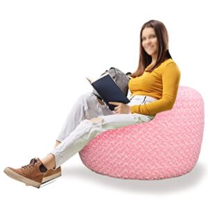 Storage Bean Bag Chair Cover (No Filler) Zipper Bean Bag Chair Cover Living Room Furniture 31x20 Inch Soft Washable Plush Fiber Adult Beanbag Chair Fuzzy Fur Cover No Filling (Pink)