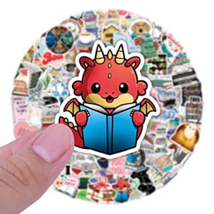 100pcs Reading Stickers for Kids, Book Stickers for Water Bottles Book Laptop Stickers for Teens and Adults Trendy Vinyl Positive Sticker