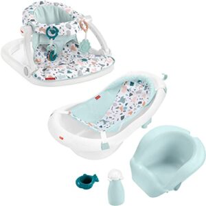 fisher-price sit-me-up floor seat pacific pebble, portable baby chair with toys fisher-price 4-in-1 sling 'n seat tub