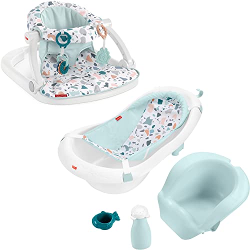 Fisher-Price Sit-Me-Up Floor Seat Pacific Pebble, Portable Baby Chair with Toys Fisher-Price 4-in-1 Sling 'n Seat Tub