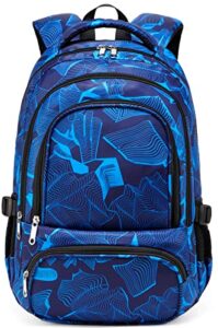 bluefairy kids backpack boys elementary school bags primary middle school book bags sturdy for teens chlid lightweight durable travel gifts mochila para niños 17 inch (line-blue)
