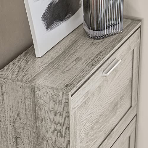 Haotian FSR137-HG, Grey 2 Drawers Shoe Cabinet Shoe Rack Shoe Storage Cupboard Organizer Unit