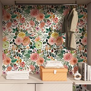 JiffDiff 118.1"x17.7" Wallpaper Peel and Stick, Floral Wallpaper for Bedroom Peel and Stick Wallpaper Boho Kitchen Cabinets Furniture Decorative Renter Friendly Wallpaper