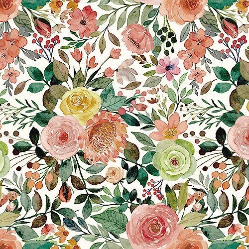 JiffDiff 118.1"x17.7" Wallpaper Peel and Stick, Floral Wallpaper for Bedroom Peel and Stick Wallpaper Boho Kitchen Cabinets Furniture Decorative Renter Friendly Wallpaper