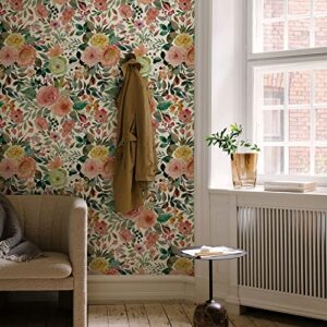 JiffDiff 118.1"x17.7" Wallpaper Peel and Stick, Floral Wallpaper for Bedroom Peel and Stick Wallpaper Boho Kitchen Cabinets Furniture Decorative Renter Friendly Wallpaper