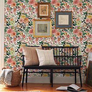 JiffDiff 118.1"x17.7" Wallpaper Peel and Stick, Floral Wallpaper for Bedroom Peel and Stick Wallpaper Boho Kitchen Cabinets Furniture Decorative Renter Friendly Wallpaper