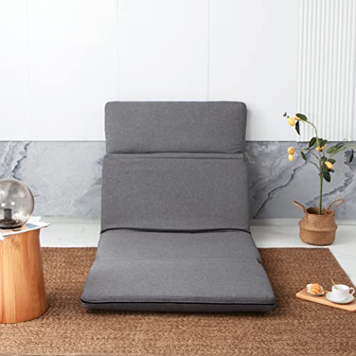 Convertible Sofa Bed in a Box, Modern Multi-Function Floor Couch with Foldable Leg and Adjustable Backrest, Mini Couch Sleeper for Apartment, Dorm, Studio and Office, Grey