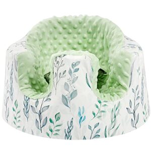 dilimi minky seat cover, removable ultra soft comfortable warm seat slipcover for baby girl and boy, green leaf