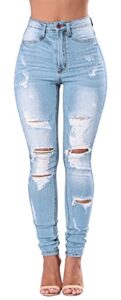 kdf women's high waisted jeans for women distressed ripped jeans slim fit butt lifting skinny stretch jeans denim pants