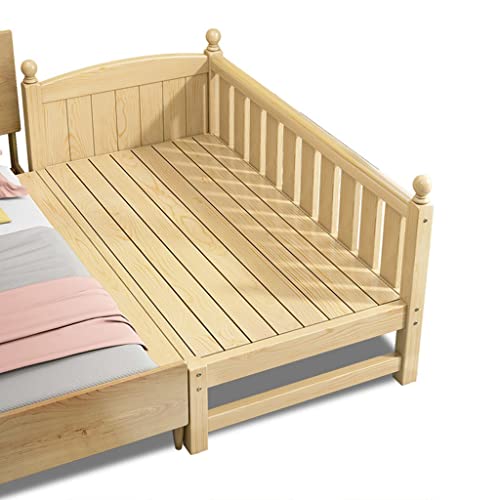 Wooden Widen Splicing Bed, Solid Pine Wooden Bed Frame, Bedroom Furniture for Adults, Kids, Teenagers, with Mattress + Bed Surround (Color : Style 1, Size : 200x60x40cm)