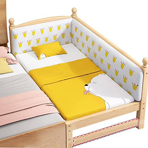 Wooden Widen Splicing Bed, Solid Pine Wooden Bed Frame, Bedroom Furniture for Adults, Kids, Teenagers, with Mattress + Bed Surround (Color : Style 1, Size : 200x60x40cm)