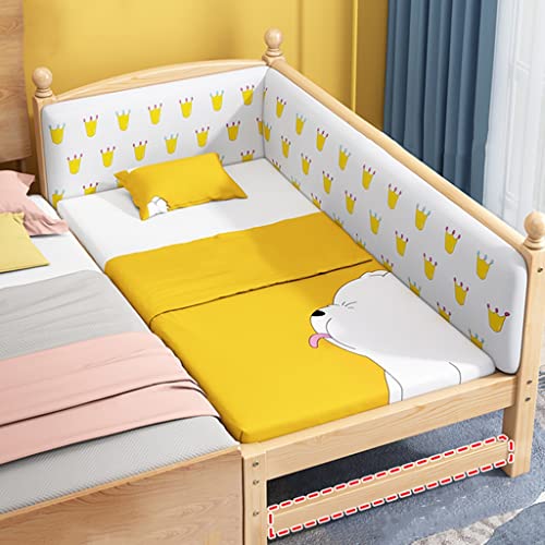 Wooden Widen Splicing Bed, Solid Pine Wooden Bed Frame, Bedroom Furniture for Adults, Kids, Teenagers, with Mattress + Bed Surround (Color : Style 1, Size : 200x60x40cm)