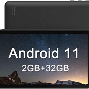 7 inch Tablet, Android 11, 2GB RAM 32GB ROM, Quad-Core Processor, Dual Camera, WiFi, Bluetooth, 128GB Expand, Google Play GMS Certified, Black