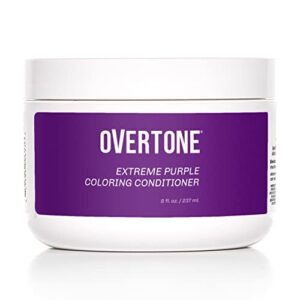 overtone haircare color depositing conditioner - 8 oz semi permanent hair color with shea butter & coconut oil - extreme purple temporary cruelty-free (extreme purple)