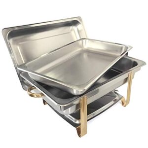 9L Chafing Dish Buffet Set Shabu-Shabu Stainless Steel Hot Pot Food Trays for Party Buffet Food Warmers Soup Pot Cookware with Alcohol Stove