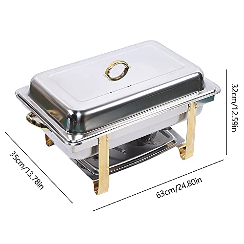 9L Chafing Dish Buffet Set Shabu-Shabu Stainless Steel Hot Pot Food Trays for Party Buffet Food Warmers Soup Pot Cookware with Alcohol Stove