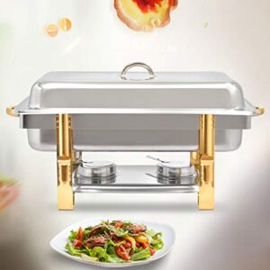 9L Chafing Dish Buffet Set Shabu-Shabu Stainless Steel Hot Pot Food Trays for Party Buffet Food Warmers Soup Pot Cookware with Alcohol Stove