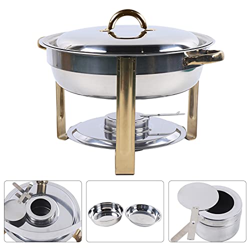 Shabu-Shabu Chafing Dish Stainless Steel Hot Pot 4L Food Warmers Food Trays for Party Buffet Soup Pot Cookware with Alcohol Stove