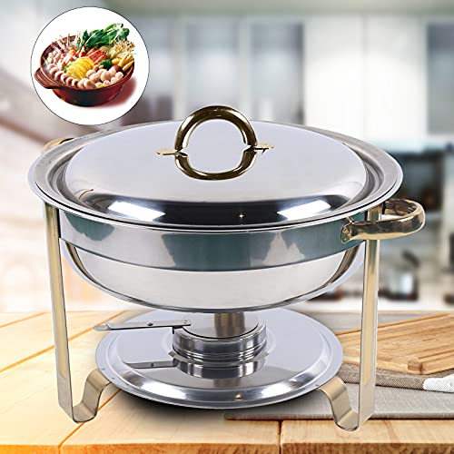 Shabu-Shabu Chafing Dish Stainless Steel Hot Pot 4L Food Warmers Food Trays for Party Buffet Soup Pot Cookware with Alcohol Stove